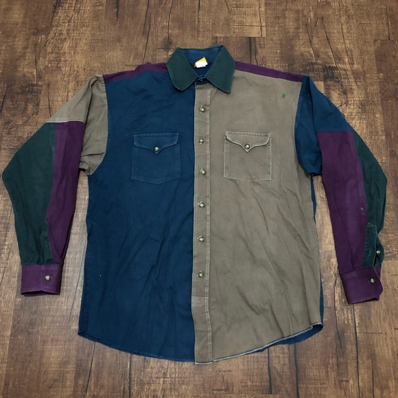 Panhandle Slim Other - Vintage Panhandle Slim Colorblocked Button Up
